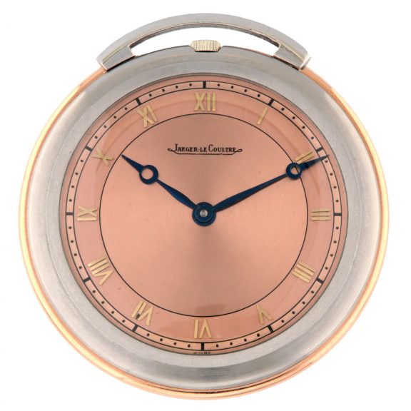 Swiss 18K pink gold and platinum Art Deco pocket watch Circa 1930