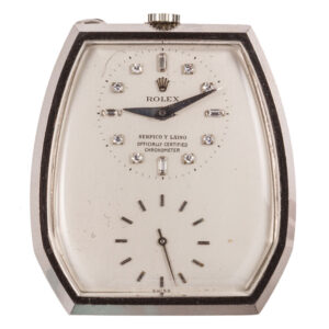 Swiss 18K white gold hexagonal dress watch with chain Circa 1930