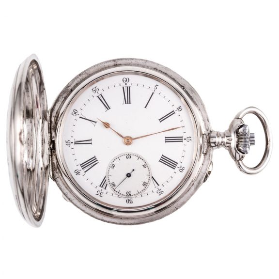Russian silver hunting cased keyless pocket watch Circa 1900