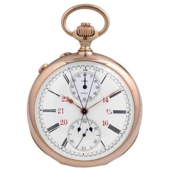 French gold split second chronograph pocket watch Circa 1900