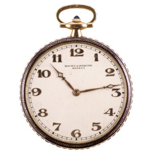 Swiss yellow gold and sapphire keyless dress watch Circa 1930