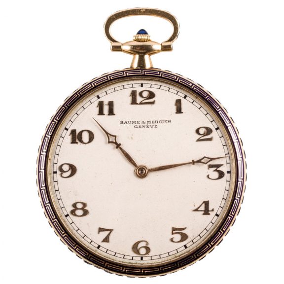 Swiss yellow gold and sapphire keyless dress watch Circa 1930