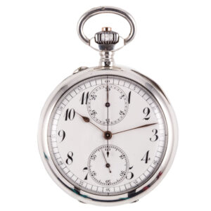 Fine French silver chronograph keyless pocket watch Circa 1907