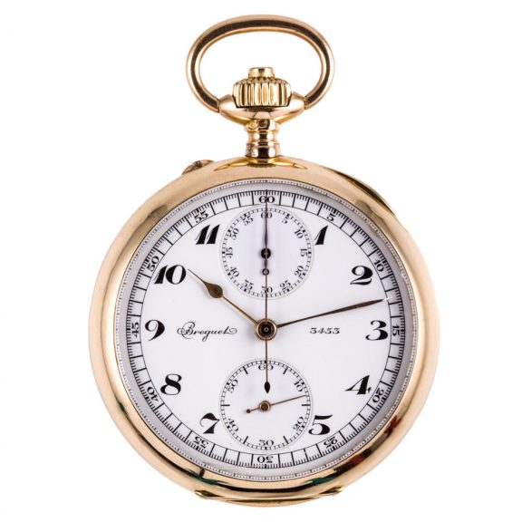 French 18K yellow gold open faced chronograph Circa 1900