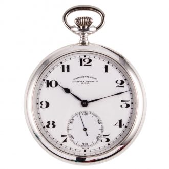 Swiss silver open faced keyless lever pocket watch Circa 1940