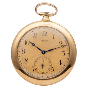 French 18K gold knife edged keyless pocket watch Circa 1920
