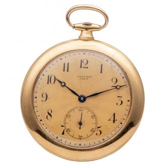 French 18K gold knife edged keyless pocket watch Circa 1920