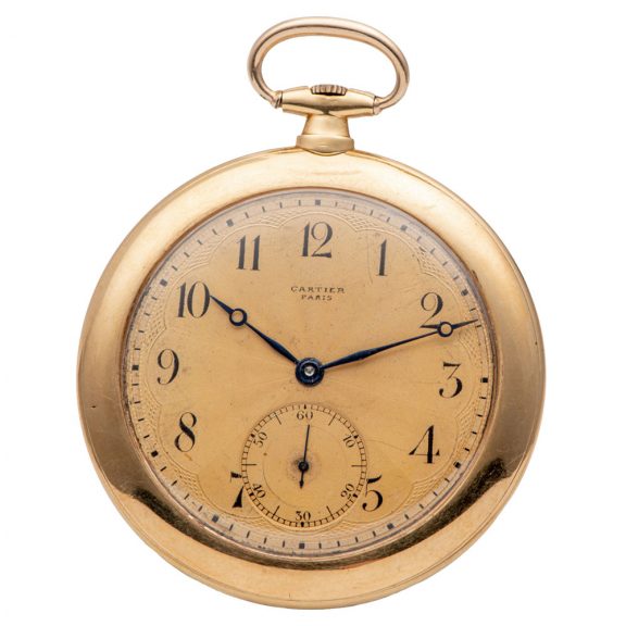 French 18K gold knife edged keyless pocket watch Circa 1920