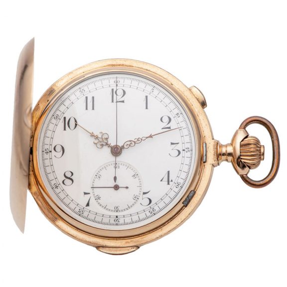 Large Swiss 14K gold quarter repeating chronograph Circa 1896