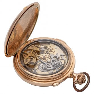 Large Swiss 14K gold quarter repeating chronograph Circa 1896