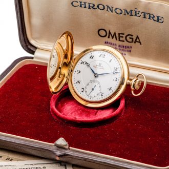 Swiss 14K gold hunting cased anker chronometer Circa 1922
