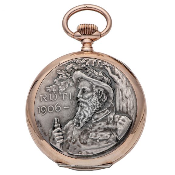 Swiss silver and gilded silver chased portrait watch Circa 1906
