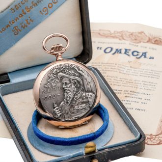 Swiss silver and gilded silver chased portrait watch Circa 1906