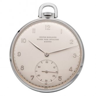 Swiss stainless steel horological school pocket watch Circa 1968