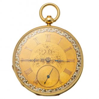 Swiss 18K gold pocket watch with fine engraving Circa 1900