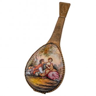 Austrian gilt and enamel mandolin form verge watch Circa 1870