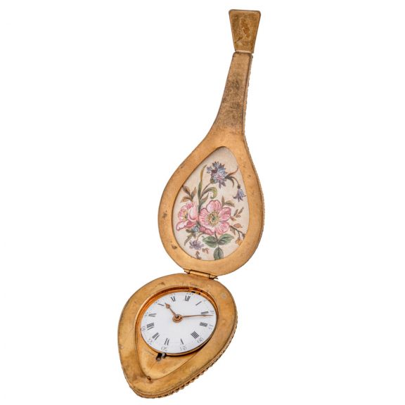 Austrian gilt and enamel mandolin form verge watch Circa 1870 Austrian gilt and enamel mandolin form verge watch Circa 1870