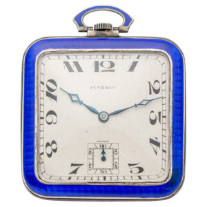 Swiss sterling silver square Art Deco pocket watch Circa 1925