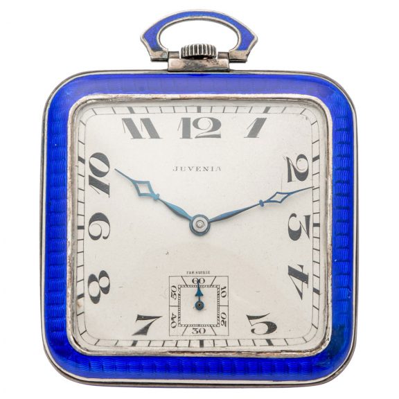 Swiss sterling silver square Art Deco pocket watch Circa 1925 Swiss sterling silver square Art Deco pocket watch Circa 1925