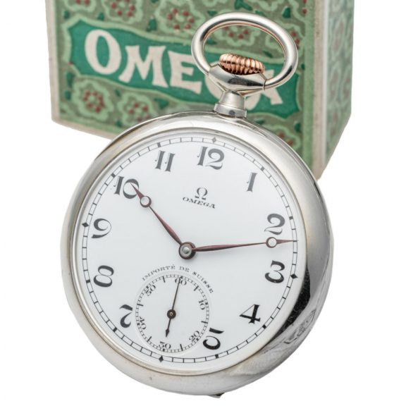 Swiss stainless steel Art Deco lever pocket watch Circa 1923