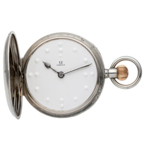 Swiss stainless steel pocket watch with braille indexes Circa 1912