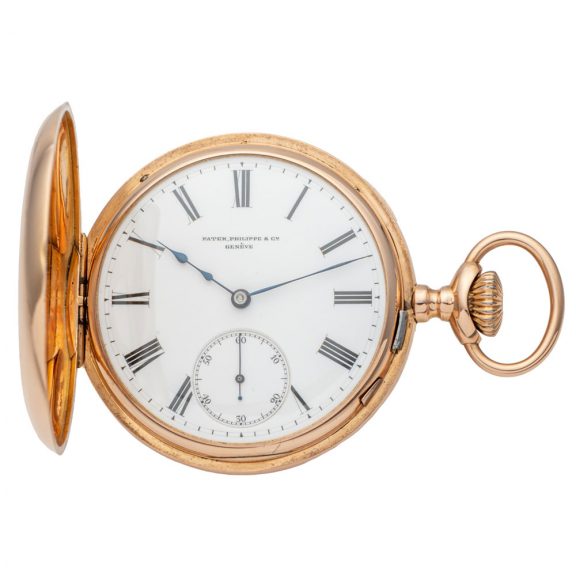 Swiss gold half hunting cased keyless pocket watch Circa 1855 Swiss gold half hunting cased keyless pocket watch Circa 1855