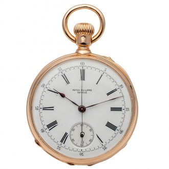 Swiss 18K pink gold open faced lever chronograph Circa 1867