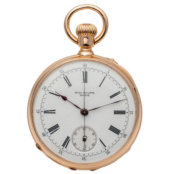 Swiss 18K pink gold open faced lever chronograph Circa 1867