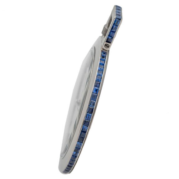 Rare Swiss platinum and sapphire set Art Deco watch Circa 1928 Rare Swiss platinum and sapphire set Art Deco watch Circa 1928