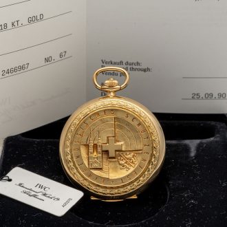 Rare Swiss 18 carat gold marksman’s pocket watch Circa 1990