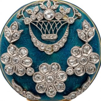 Elegant Swiss gold, enamel and diamond lady's watch Circa 1910