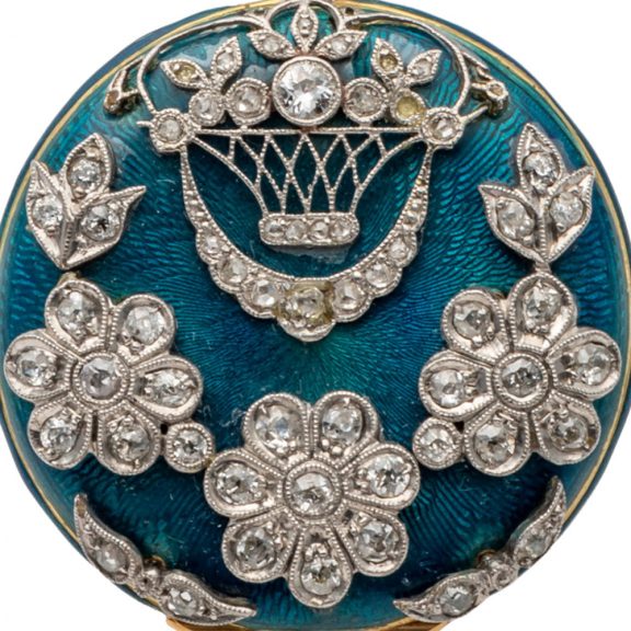 Elegant Swiss gold, enamel and diamond lady's watch Circa 1910 Elegant Swiss gold, enamel and diamond lady's watch Circa 1910