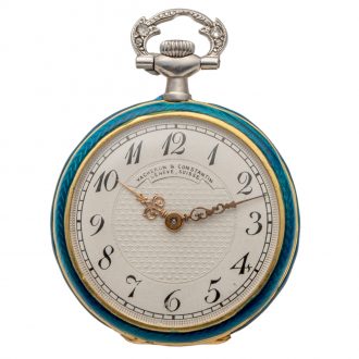 Elegant Swiss gold, enamel and diamond lady's watch Circa 1910