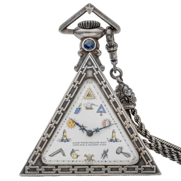 Swiss silver triangular Freemason’s pocket watch Circa 1935