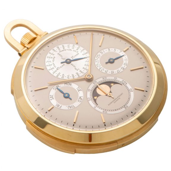 Slim Swiss 18 carat gold astronomic keyless dress watch Circa 1965 Slim Swiss 18 carat gold astronomic keyless dress watch Circa 1965