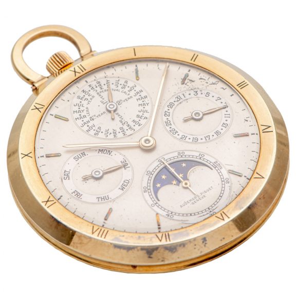 Swiss gold perpetual calendar keyless dress watch Circa 1953 Swiss gold perpetual calendar keyless dress watch Circa 1953