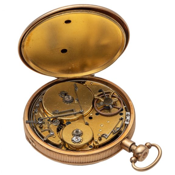 French gold quarter repeating musical pocket watch Circa 1915 French gold quarter repeating musical pocket watch Circa 1915