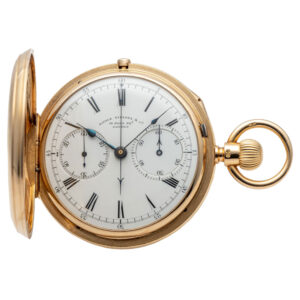 English 18K gold hunting chronograph with register Circa 1909