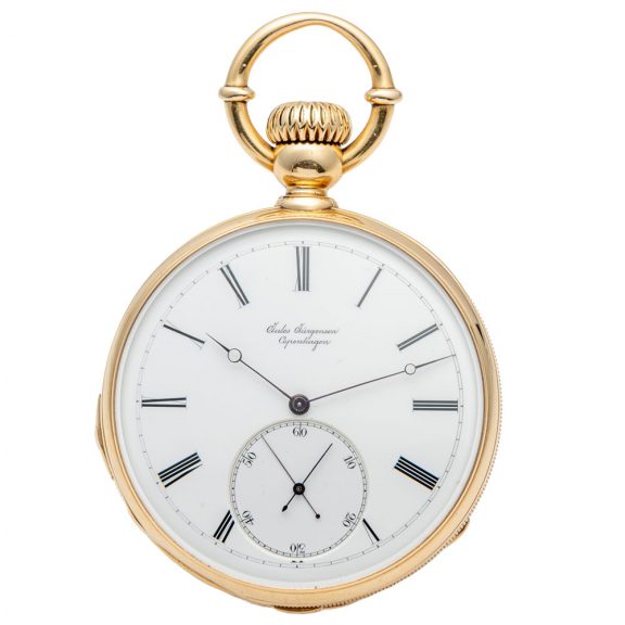 Danish gold open faced split second chronograph Circa 1870