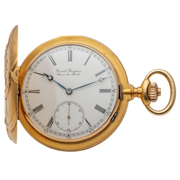 Swiss gold full hunter for the South American market Circa 1920 Swiss gold full hunter for the South American market Circa 1920