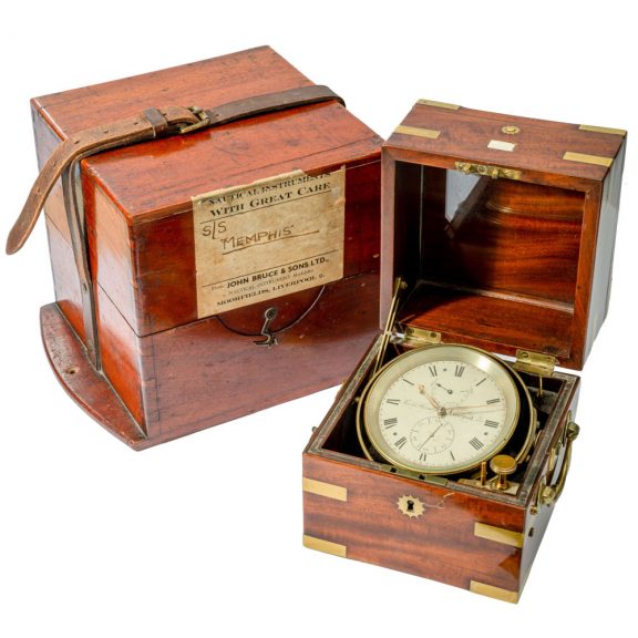 English brass 56h going deck marine chronometer Circa 1860 English brass 56h going deck marine chronometer Circa 1860