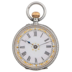 Decorative Swiss silver engraved pendant watch Circa 1895