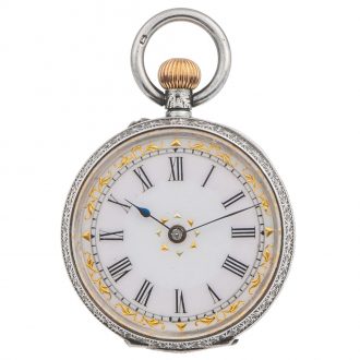 Decorative Swiss silver engraved pendant watch Circa 1895