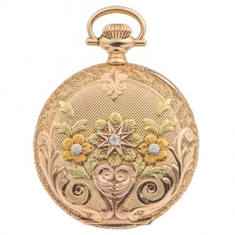American varicoloured gold and diamond pendant watch Circa 1907