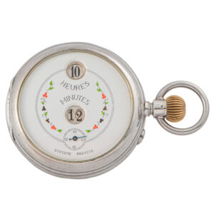 Swiss silver watch with jumping hours and minutes Circa 1890