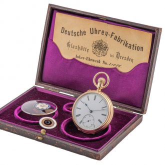 German 14K pink gold open faced pocket watch Circa 1880
