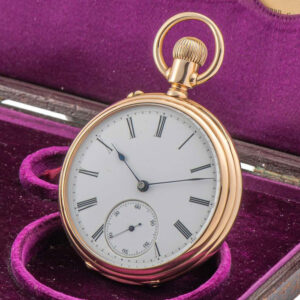 German 14K pink gold open faced pocket watch Circa 1880