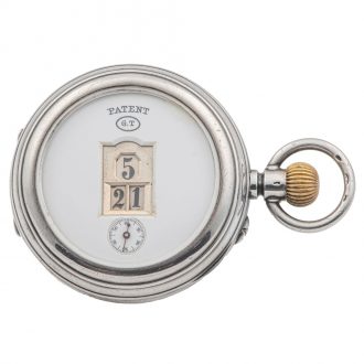 German silver digital jumping hour pocket watch Circa 1890