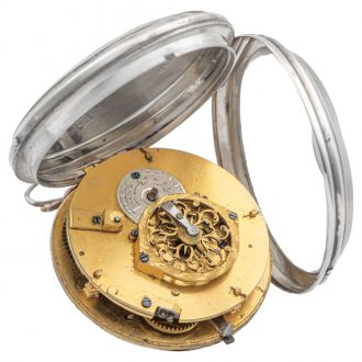 Swiss silver verge watch with enamel painting Circa 1800