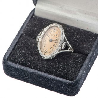 Attractive Swiss white gold Art Nouveau ring watch Circa 1910